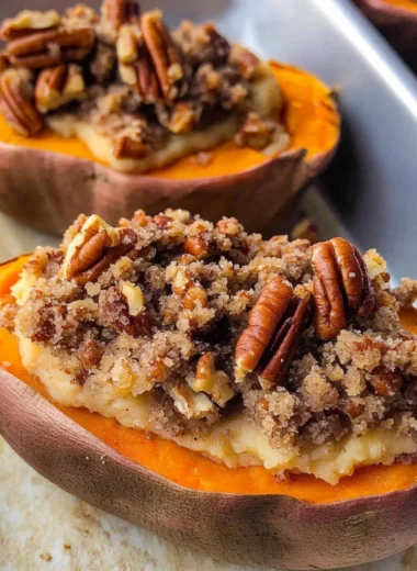 Pecan pie double baked sweet potatoes