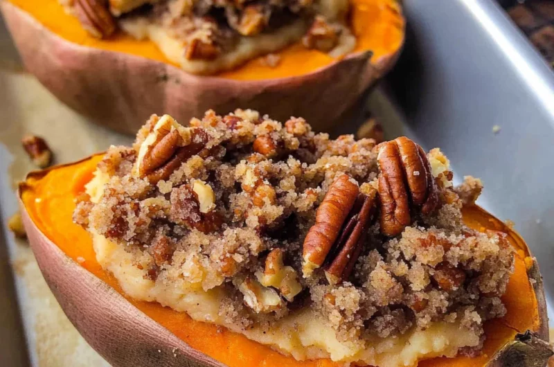 Pecan pie double baked sweet potatoes