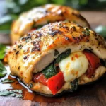 Roasted Red Pepper Mozzarella Stuffed Chicken
