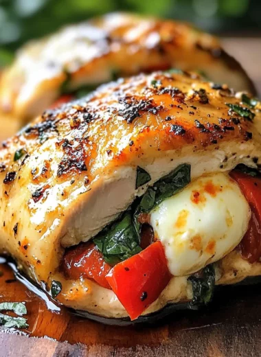 Roasted Red Pepper Mozzarella Stuffed Chicken