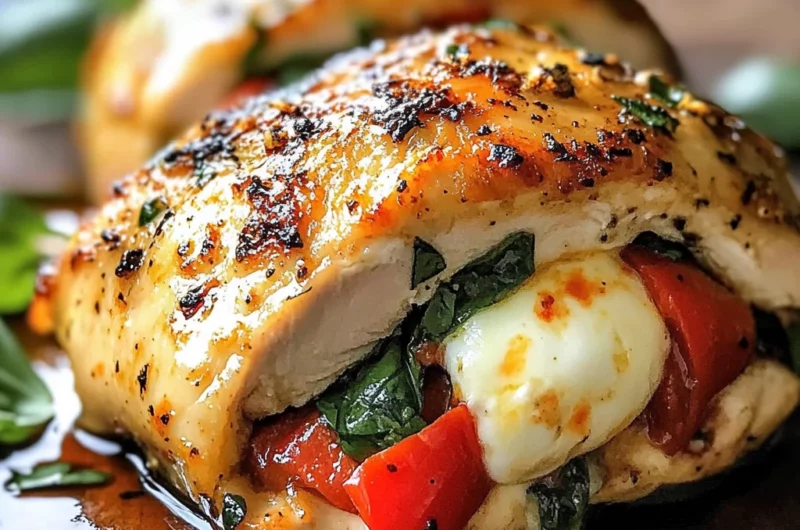 Roasted Red Pepper Mozzarella Stuffed Chicken