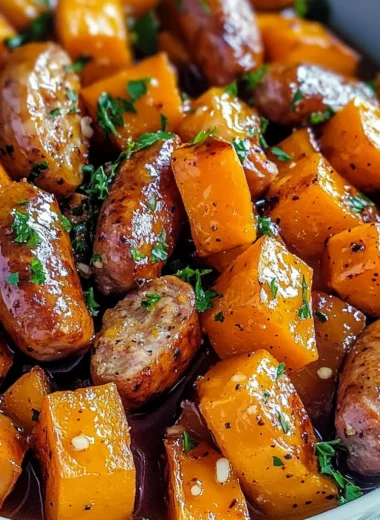 Sausage and Sweet Potatoes with Honey Garlic Sauce