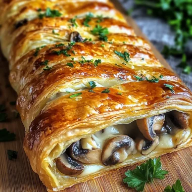 Savory Mushroom & Gruyère Puff Pastry Braid