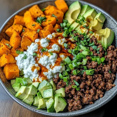 Spicy Ground Beef & Sweet Potato Protein Bowl