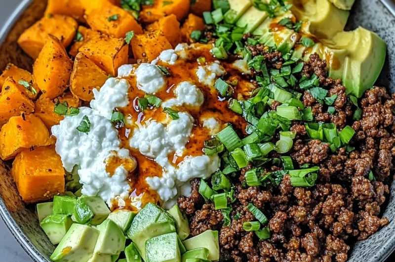 Spicy Ground Beef & Sweet Potato Protein Bowl