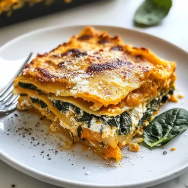 Vegetarian Pumpkin Spinach Lasagna