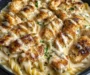 Cheesy Alfredo Twisted Pasta with Golden Garlic Butter Chicken in Creamy Sauce