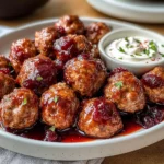 Cranberry Meatballs with Sour Cream Herb Dip