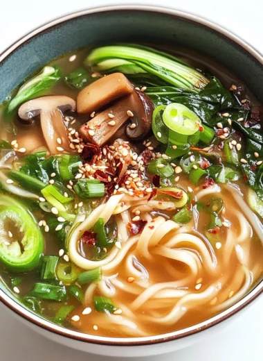 Ginger Garlic Noodle Soup with Bok Choy
