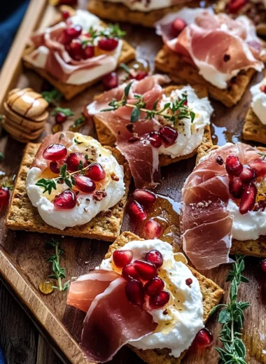 Honey Whipped Ricotta and Prosciutto Crackers