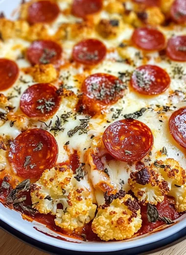 Keto Cauliflower Pizza Casserole