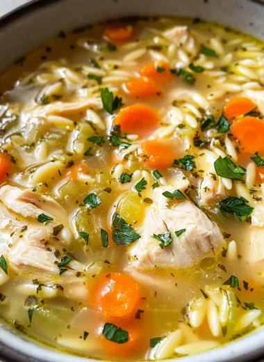 Lemon Chicken Orzo Soup