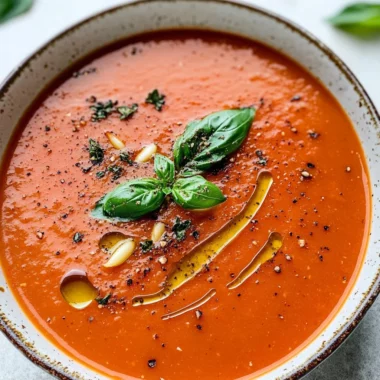 Roasted Tomato Soup with Fresh Tomatoes and Basil