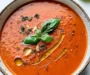 Roasted Tomato Soup with Fresh Tomatoes and Basil