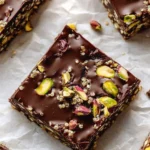 Salted Dark Chocolate Pistachio Quinoa Crunch Bars
