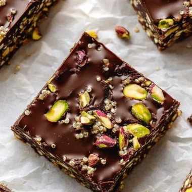 Salted Dark Chocolate Pistachio Quinoa Crunch Bars
