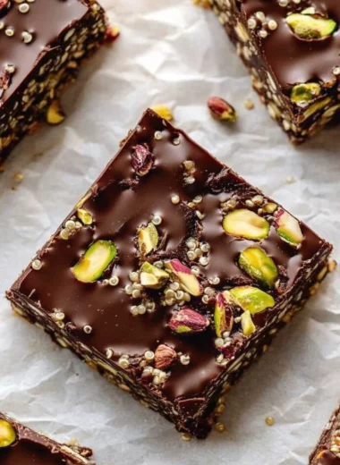 Salted Dark Chocolate Pistachio Quinoa Crunch Bars