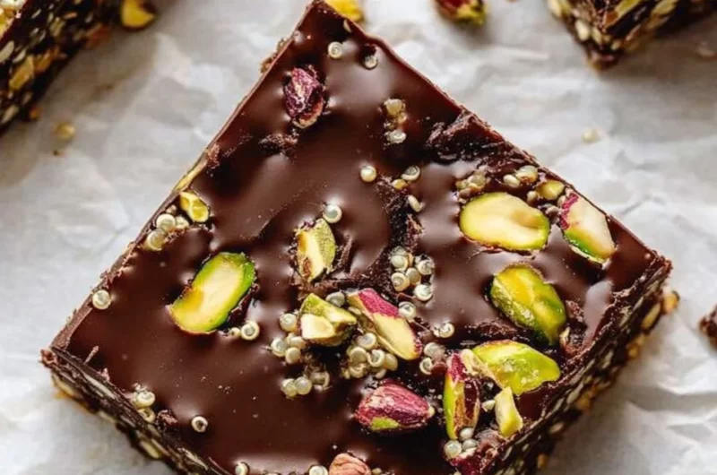 Salted Dark Chocolate Pistachio Quinoa Crunch Bars