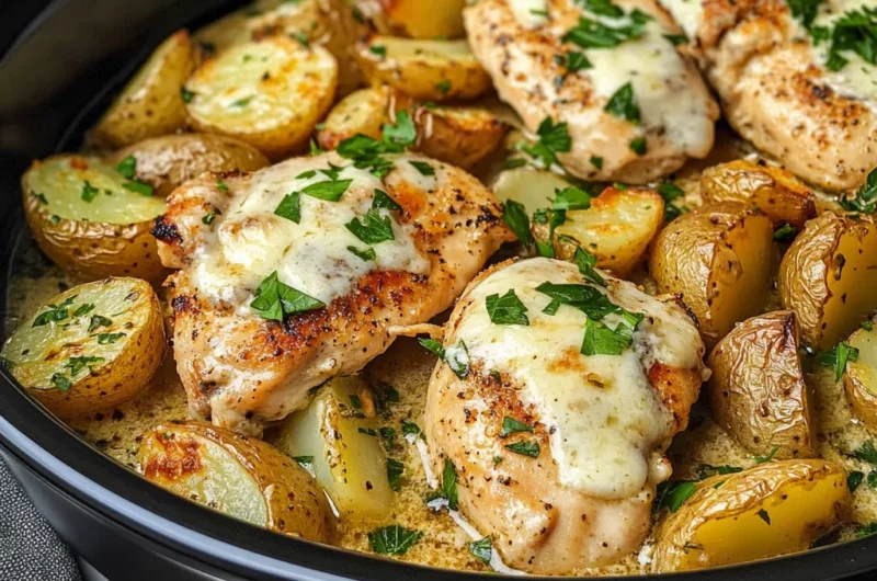 Slow Cooker Parmesan Garlic Chicken and Potatoes