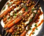 Spicy maple roast carrots with crispy chickpeas and yogurt sauce