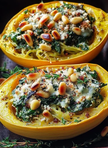 Spinach Stuffed Spaghetti Squash