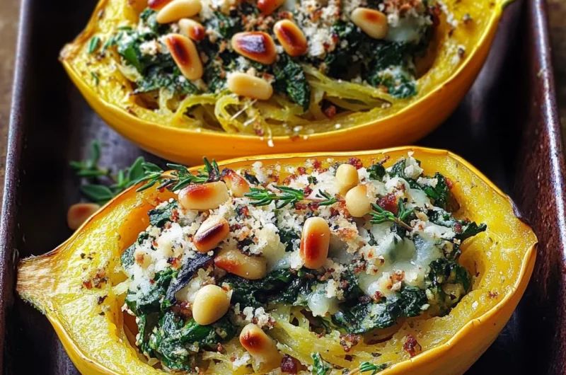 Spinach Stuffed Spaghetti Squash