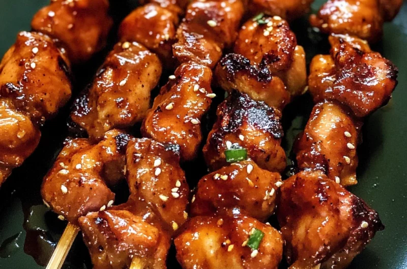 Sticky Bourbon Chicken Skewers
