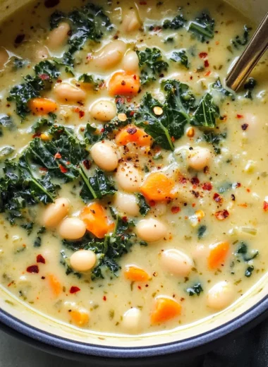 White Bean and Kale Soup Made with Cashew Cream (Dairy Free)