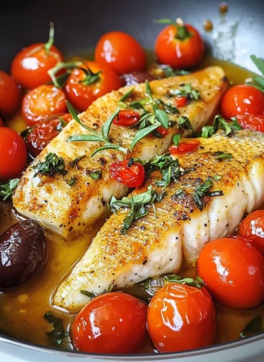 Baked Fish with Cherry Tomatoes and Olives