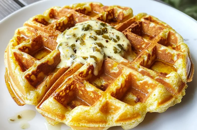 Cheddar Jalapeño Cornbread Waffles