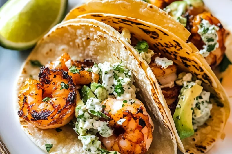 Cilantro Lime Shrimp Tacos with Creamy Slaw