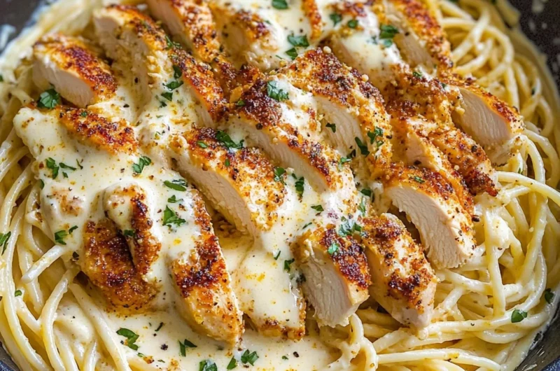 Easy Creamy Cajun Chicken Spaghetti with Garlic Mozzarella Sauce