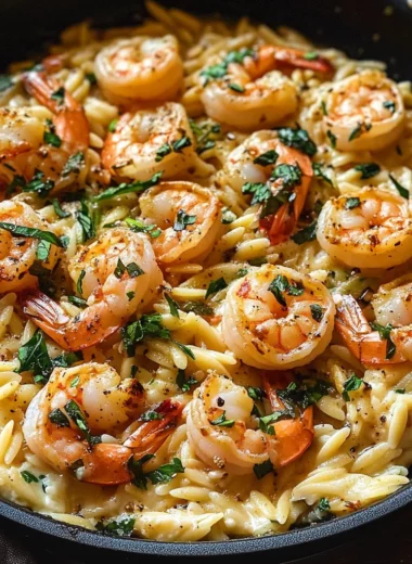 One Pan Parmesan Orzo with Shrimp