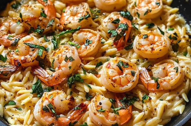 One Pan Parmesan Orzo with Shrimp
