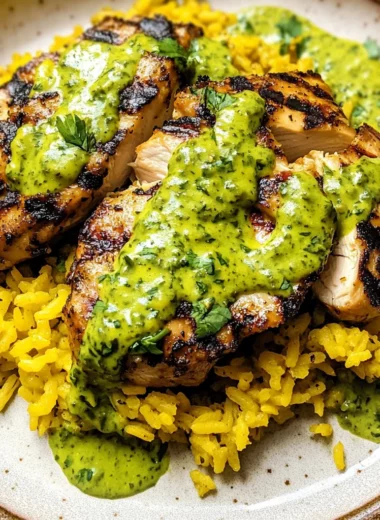 Peruvian Chicken and Rice with Green Sauce