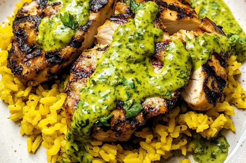 Peruvian Chicken and Rice with Green Sauce