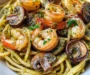 Pesto Shrimp Mushroom Pasta