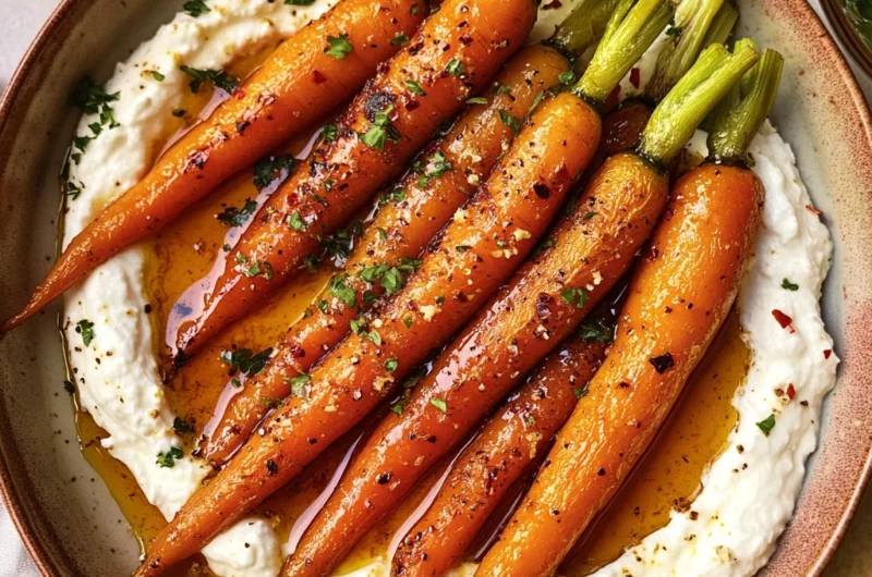 Roasted Carrots with Whipped Ricotta and Hot Honey