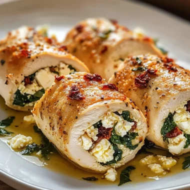 Rolled Up Chicken with Feta, Spinach, and Sun-Dried Tomatoes