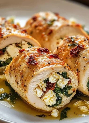 Rolled Up Chicken with Feta, Spinach, and Sun-Dried Tomatoes