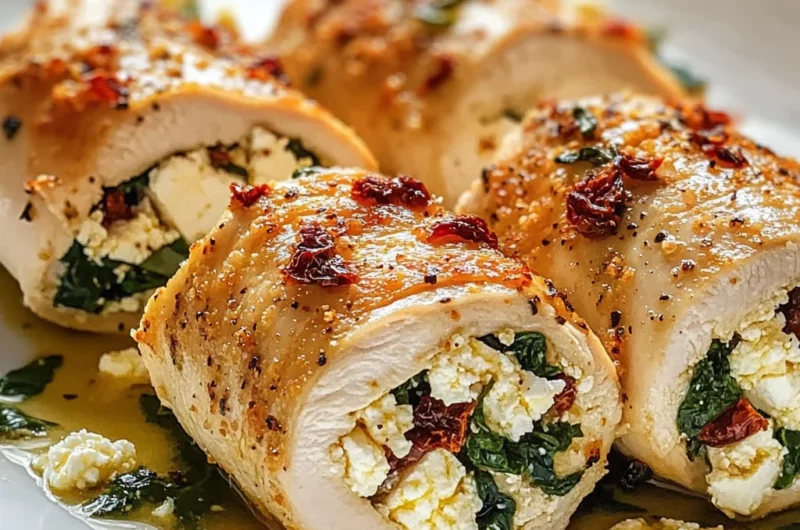 Rolled Up Chicken with Feta, Spinach, and Sun-Dried Tomatoes