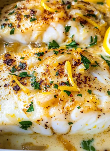 Tasty Baked Cod in Coconut Lemon Cream Sauce