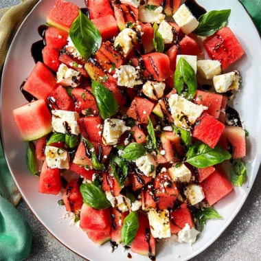 Watermelon Basil Feta Salad