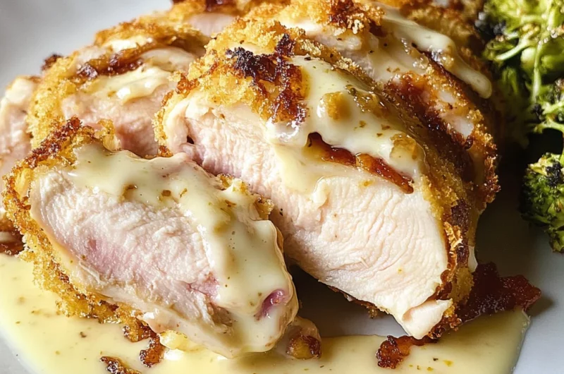 Chicken Cordon Bleu with Swiss Cheese Sauce is delicious.