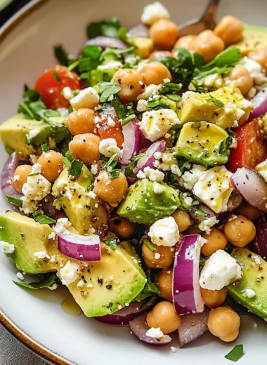 Chickpea Feta Avocado Salad