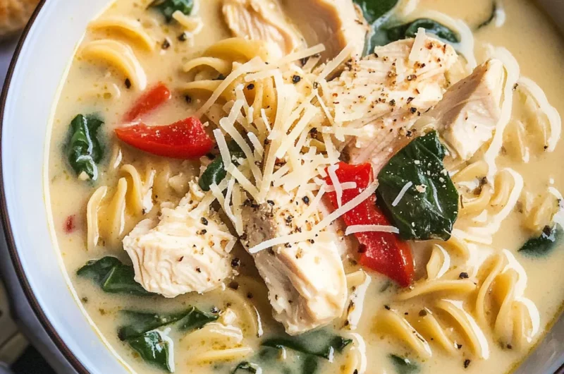 Creamy Italian Slow Cooker Chicken Noodle Soup