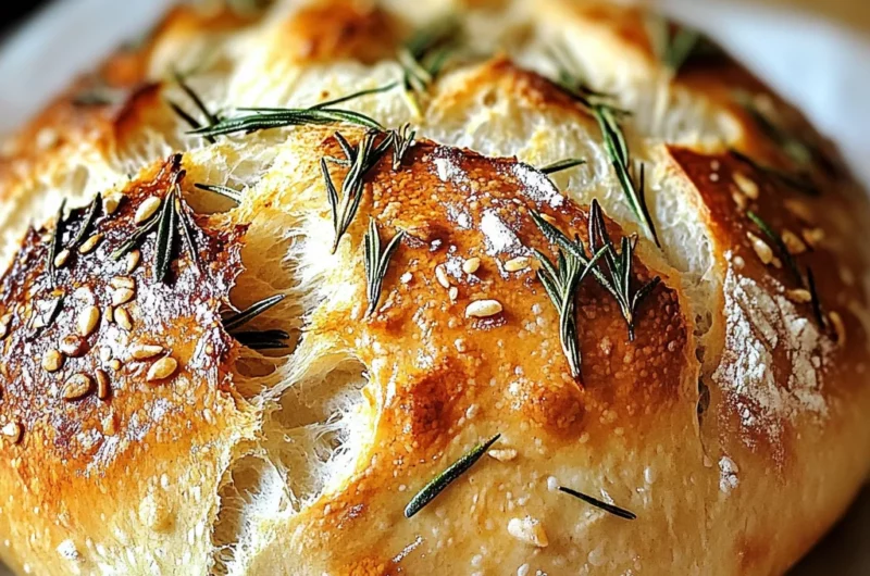 Easy Roasted Garlic Rosemary Artisan Bread – The Best Homemade Loaf