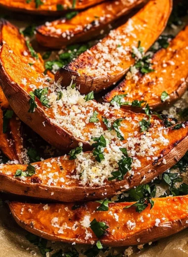 Garlic Parmesan Sweet Potato Wedges
