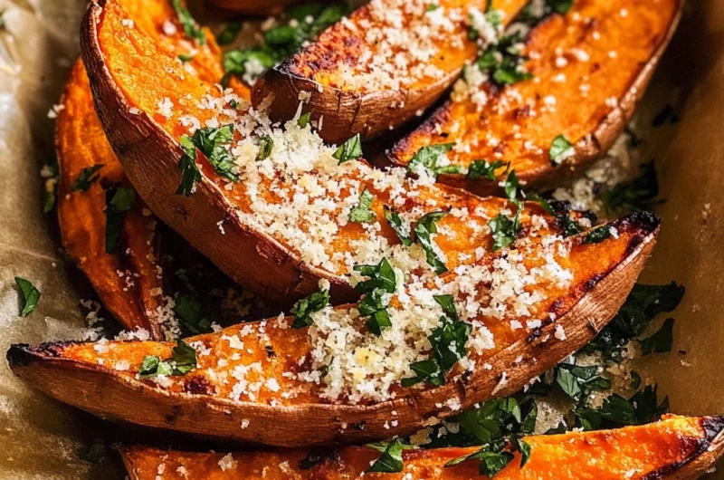 Garlic Parmesan Sweet Potato Wedges