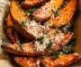 Garlic Parmesan Sweet Potato Wedges